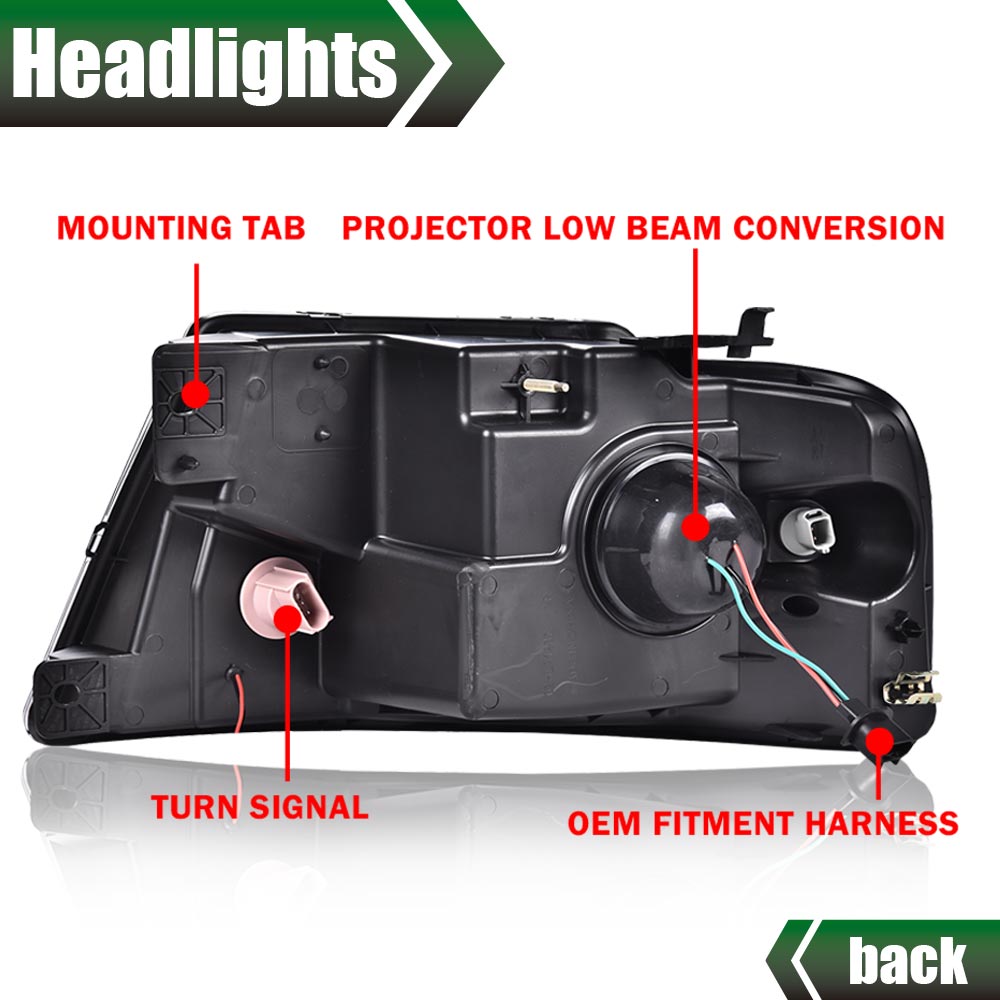 FORD F150 04-08/ LINCOLN MARK LT 06-07 PROJECTOR HEADLIGHTS CHROME AMB