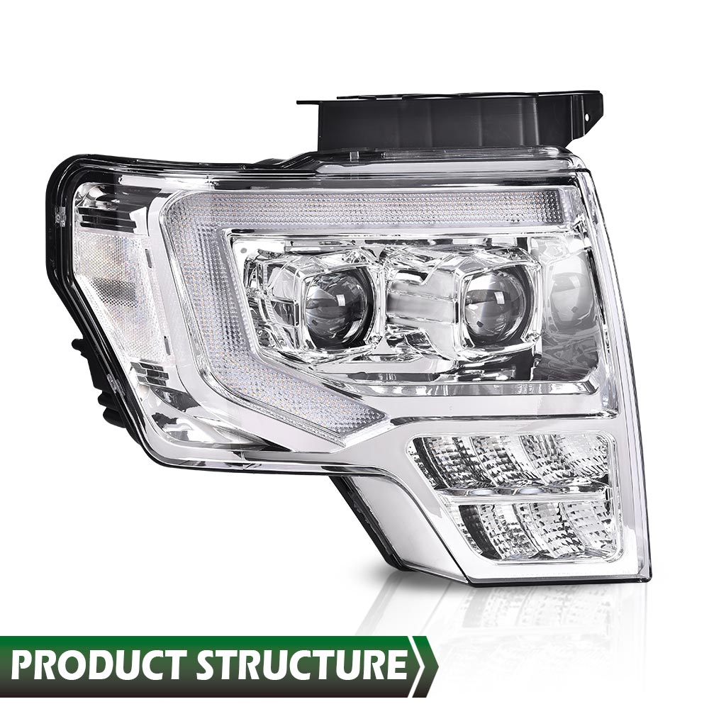 Pair Chrome/Clear LED DRL Headlights Front Lamps Fit For 09-14 Ford F-150 Pickup - Foto 6